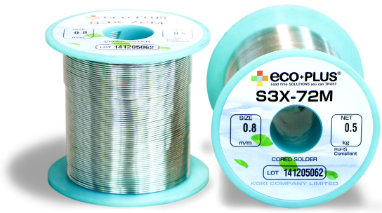 Fio de Solda KOKI série 72M (series): S3X-72M, SB6NX-72M, S03X7Ca-72M, S01X7Ca-72M SMD/SMT